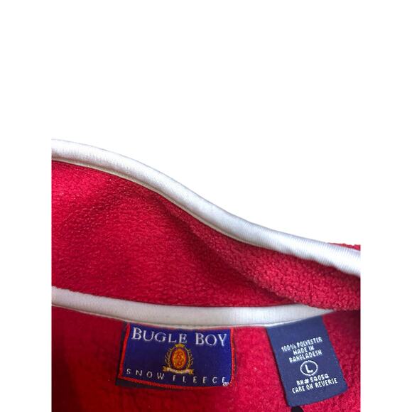 Vintage Men’s Bugle Boy Red Half Zip Fleece Pullover Size Large - Picture 3 of 5